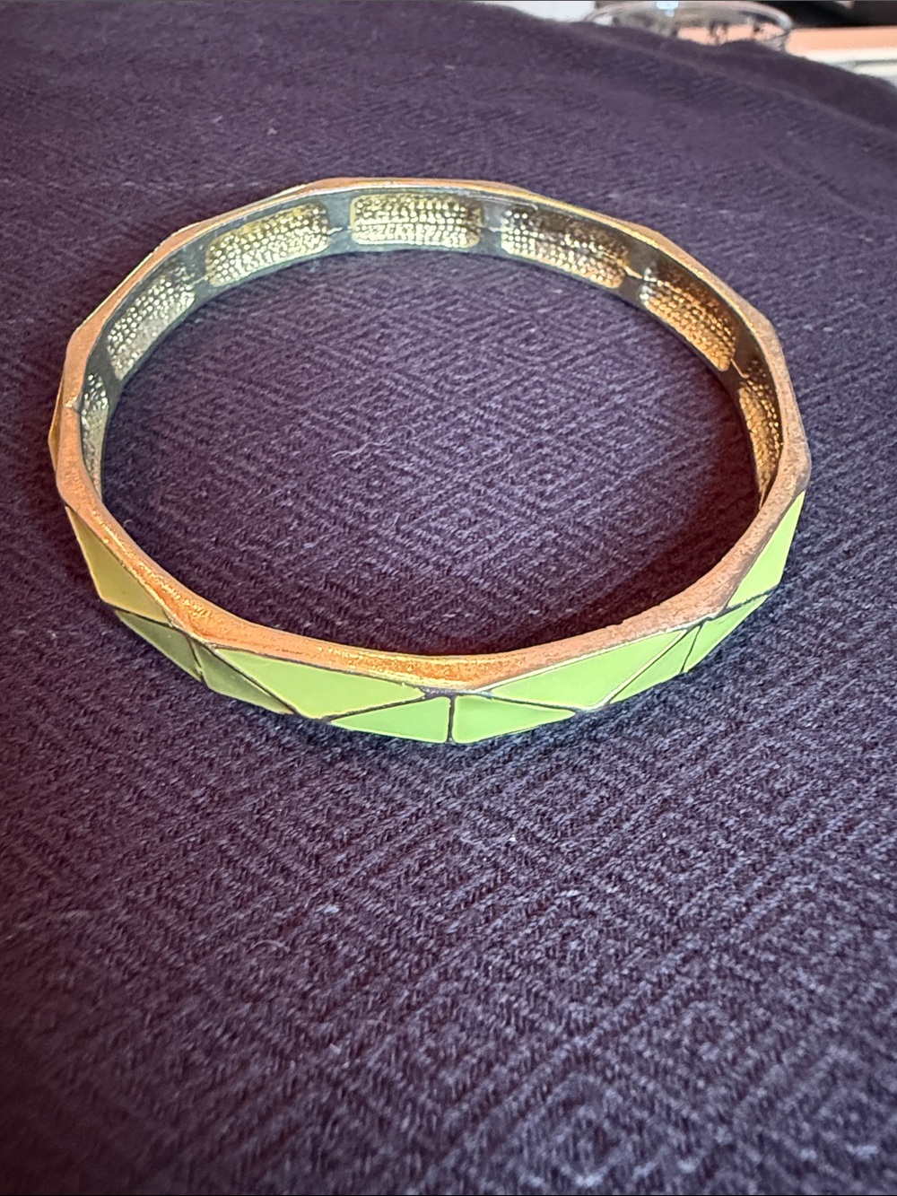 Lime Green Geometric Enamel Bangle Bracelet - Women’s Jewelry